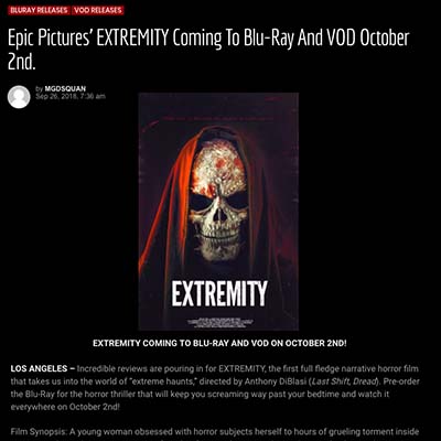 Epic Pictures’ EXTREMITY Coming To Blu-Ray And VOD October 2nd.